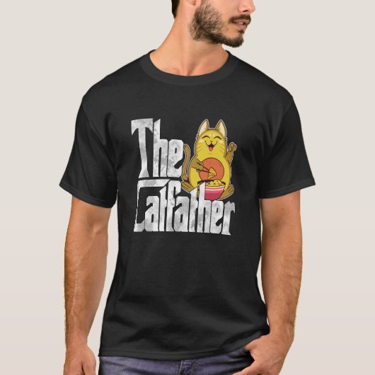 T-shirt Cat Dad The Catfather Crazy Food Cat Father Kitty  (Devant)