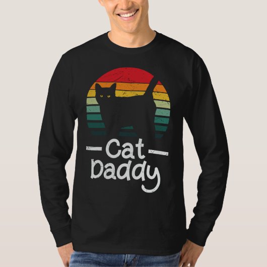 T-shirt Cat Daddy Mens Long Sleeve (Devant)