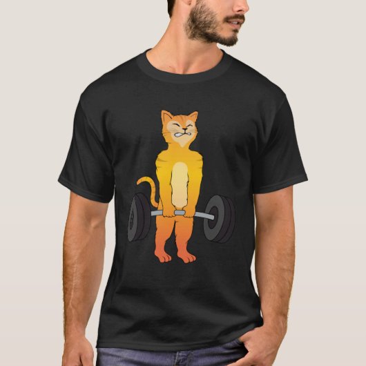 T-shirt Cat Deadlif Powerlifting Kitty Weightlifting Cat   (Devant)