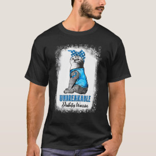 T-shirt Cat Diabète Diabète Guerrier Incassable Bleu Ri