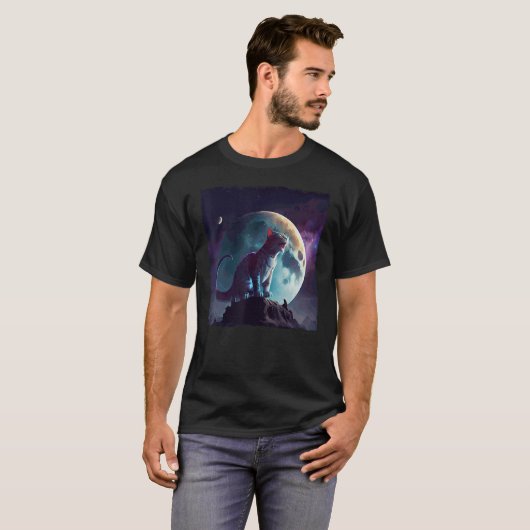 T-shirt Cat Dinosaur Moon (Devant entier)