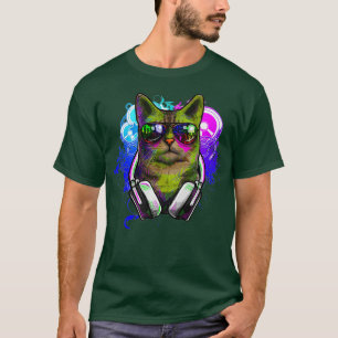 T-shirt Cat DJ Shirt Rave DJ Cat Shirt EDM Rave Shirt