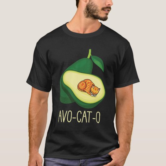 T-shirt Cat Dormant Avocado Cute Animal Pun (Devant)