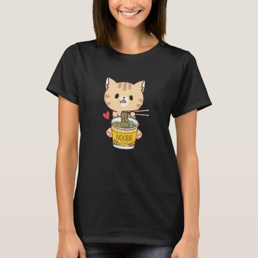 T-shirt Cat Eating Japanese Udon Soup Noodles Food Udon (Devant)