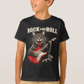 T-shirt Cat Electric Guitar Rock And Roll Rocker Kitten Me (Devant)
