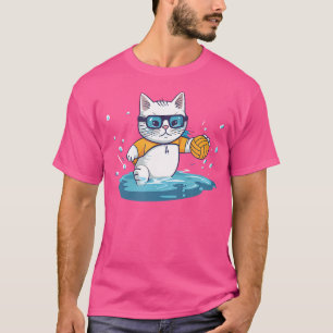 T-shirt Cat En Tant Que Joueur Conception Water Polo