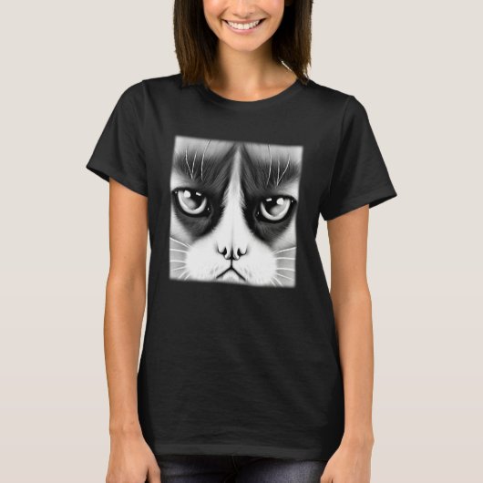 T-shirt Cat face graphic  animal pet  grumpy kitten print  (Devant)