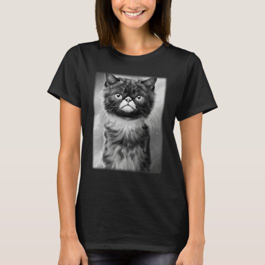 T-shirt Cat face graphic animal pet grumpy kitten print (Devant)