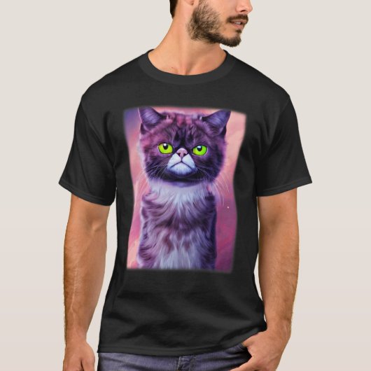 T-shirt Cat face graphic animal pet grumpy kitten print (Devant)