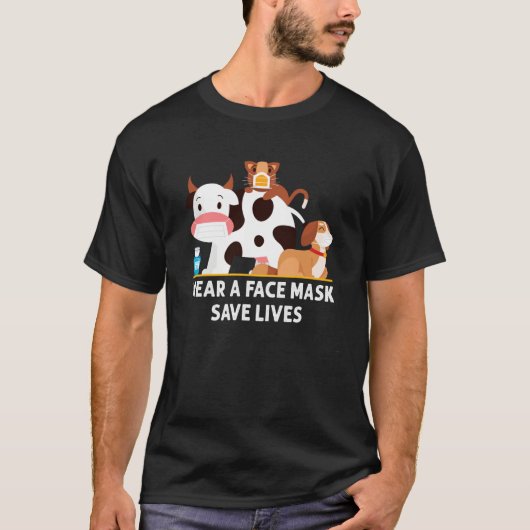 T-shirt Cat Face Mask Dog Face Mask Cow Face Mask  Farmer (Devant)