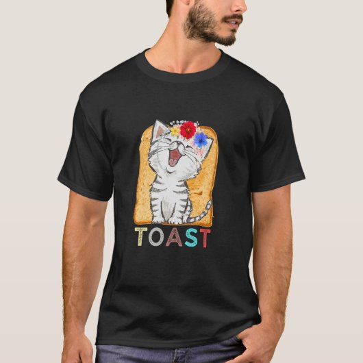 T-shirt Cat Fleur Toast Chat Pour Chat (Devant)