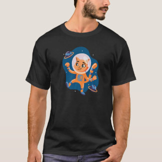 T-shirt Cat Floating in Space - Funny Space Cat Graphic Pr