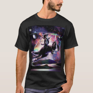 T-shirt Cat Galaxy Sur Dinosaur Unicorn Dans L'Espace