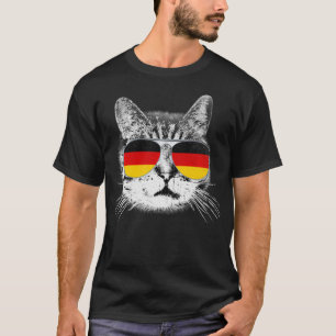 T-shirt Cat Germany German Flag Country Retro Funny Top