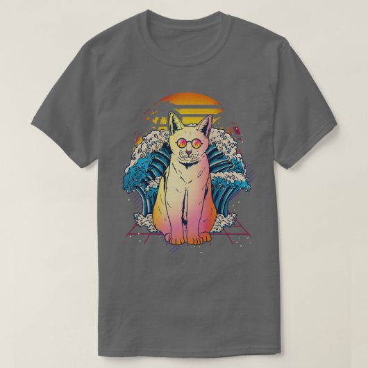 T-shirt Cat Great Wave Anime (Design devant)