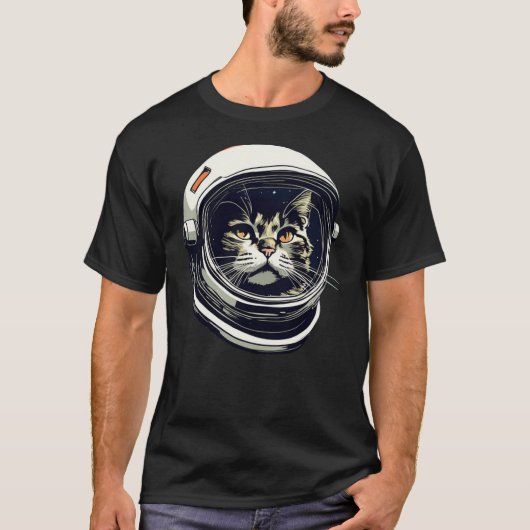T-shirt Cat Head in Astronaut Helmet Cat in Space (Devant)