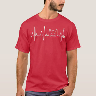 T-shirt Cat Heartbeat Love Cat Cat Women Girls Cute Funny