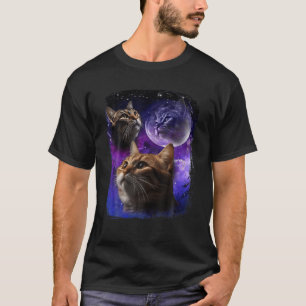T-shirt Cat Howl at Moon Galaxy Funny Trois Chats Howl w