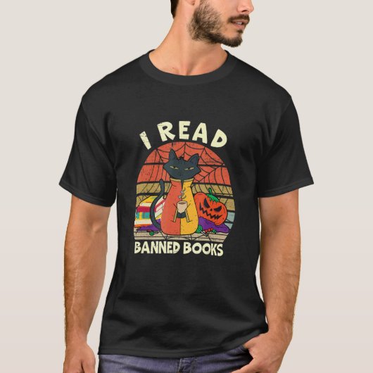 T-shirt Cat I Lire Livres Interdits Halloween Lecture Livr (Devant)