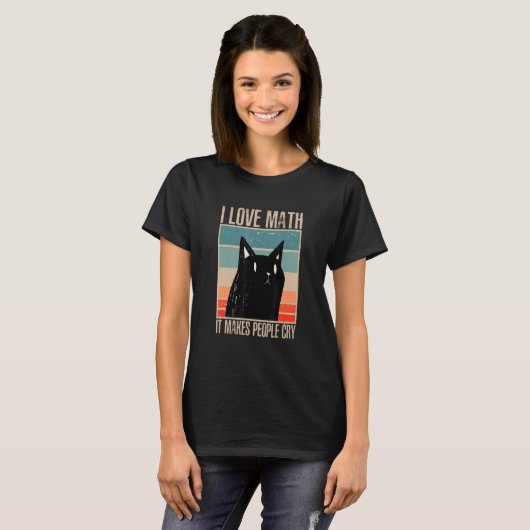 T-shirt Cat I love maths it makes people cry math 1 (Devant entier)