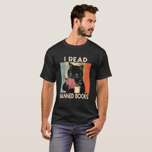 T-shirt Cat I Read Banned Books Bookworms Reading Book 1 (Devant entier)