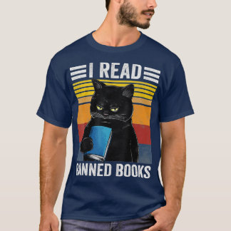 T-shirt Cat I Read Banned Books Funny Bookworms Reading Bo