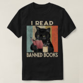 T-shirt Cat I Read Banned Books Funny Bookworms Reading Bo (Design devant)