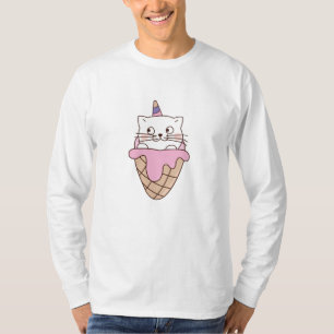 T-shirt Cat Ice Cream Waffe Unicorn Cute Kitten Drôle