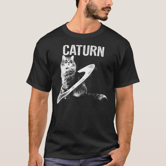 T-shirt Cat in space caturn New (Devant)
