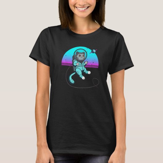 T-shirt Cat in Space Space Cat Nerdy  3 (Devant)