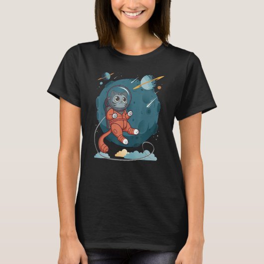 T-shirt Cat in Space Space Cat Nerdy 4 (Devant)