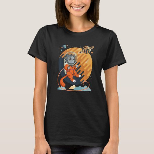 T-shirt Cat in Space Space Cat Nerdy  4 (Devant)