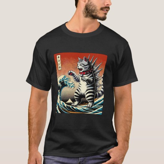 T-shirt Cat Kaiju Catzilla Art Japonais Hommes Femmes Enfa (Devant)
