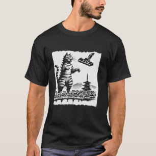 T-shirt Cat Kaiju Catzilla vs Vacuum Cleaner Funn japonais