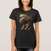 T-shirt Cat Knight Wearing Gold Filigree Armor Black (Devant)