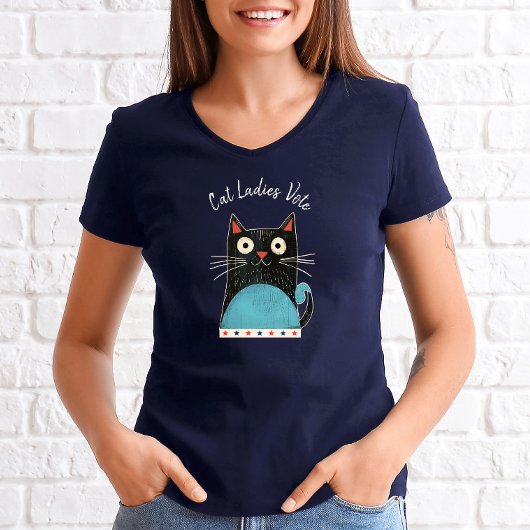 T-shirt Cat Ladies Vote Script Feminist Russe mignon gras