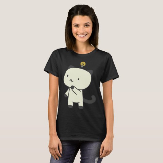 T-shirt cat  lamp thinking (Devant entier)