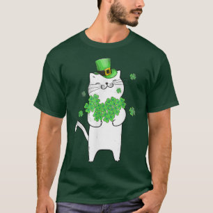 T-shirt Cat Leprechaun Amoureux des chats Shamrock St Patr