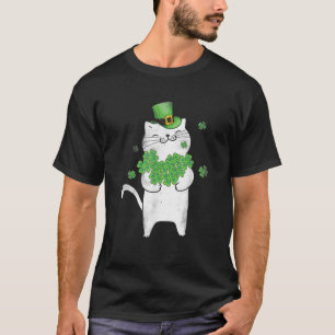 T-shirt Cat Leprechaun Amoureux des chats Shamrock St Patr