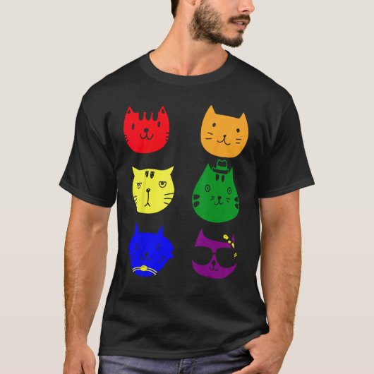 T-shirt Cat LGBT Flag Gay Pride Transgender Rainbow Lesbia (Devant)