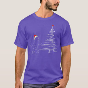 T-shirt Cat Line Art Christmas Tree Cute XMas Pajama