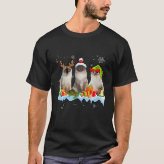 T-shirt Cat Lover Funny Birman Tree Christmas Light