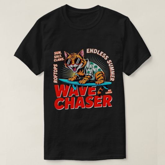T-shirt Cat Lover Summer Wave Chaser Funny Beach Tee (Design devant)