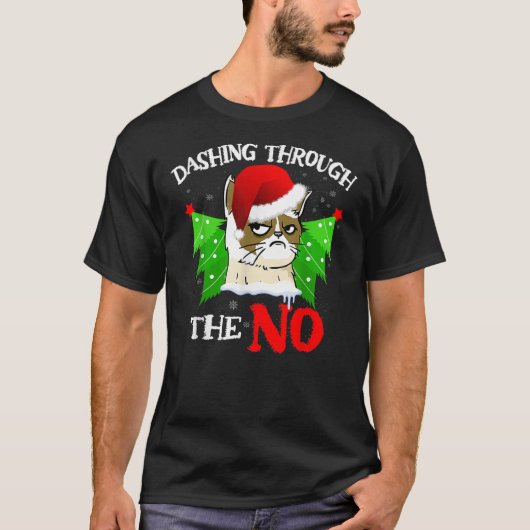 T-shirt Cat Lover Xmas Dashing Through Grumpy Cats The No (Devant)
