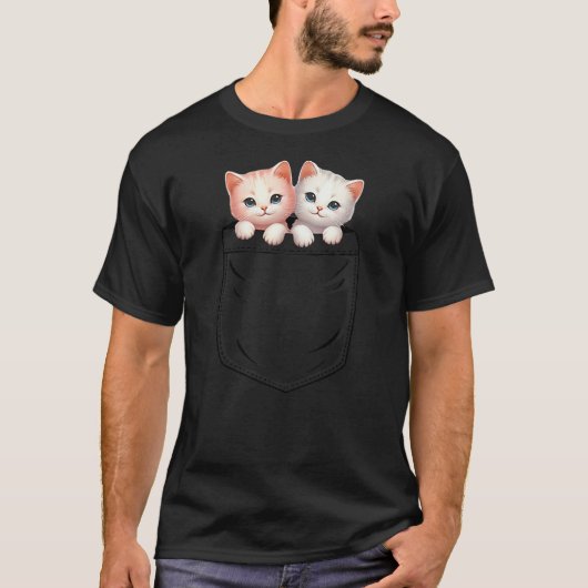T-shirt Cat Lovers Cute Funny Cat In Pocket (2) (Devant)