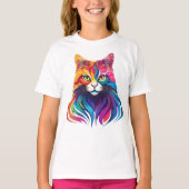T-shirt Cat Maine Portrait Coon Couleurs arc-en-ciel (Devant)