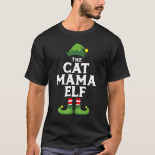 T-shirt Cat Mama Elf Matching Family Group Couple Christma