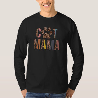 T-shirt Cat Mama Leopard Maman Animaux Kitten Paw Chat Mèr