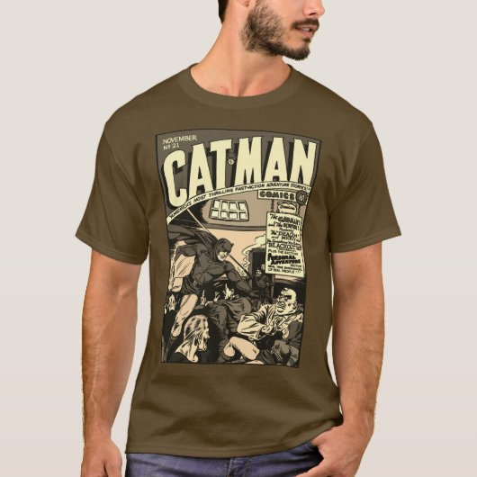 T-Shirt CAT-MAN Comics (monochrome) des années 194 (Devant)