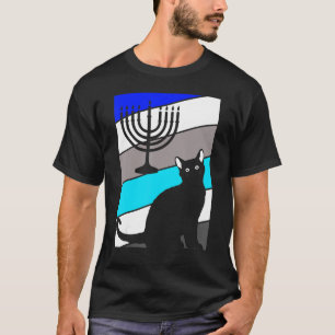 T-shirt Cat Menorah Hanoukka Cute Kitten Chanukah Juif H